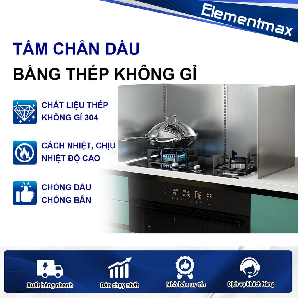 Tấm Chắn Dầu Mỡ Inox 304 40*40CM Tấm Chắn Bếp Gas Chịu Nhiệt Cao Chắn Gió Cho Bếp Dày Hơn Dễ Dàng Làm Sạch
