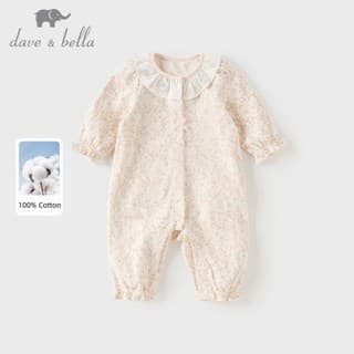 Dave Bella 0-24M jumpsuit hoa đồ em bé gái 100% cotton đồ sơ sinh dài tay mùa thu DB3263428