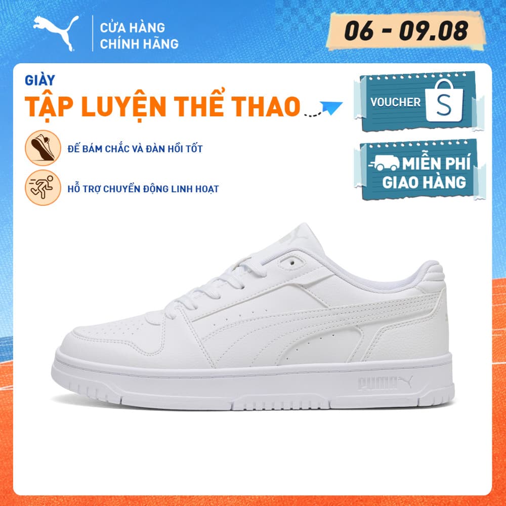 Giày Thể Thao PUMA Unisex Rebound Slam Lo White-Glacial Gray Màu Trắng