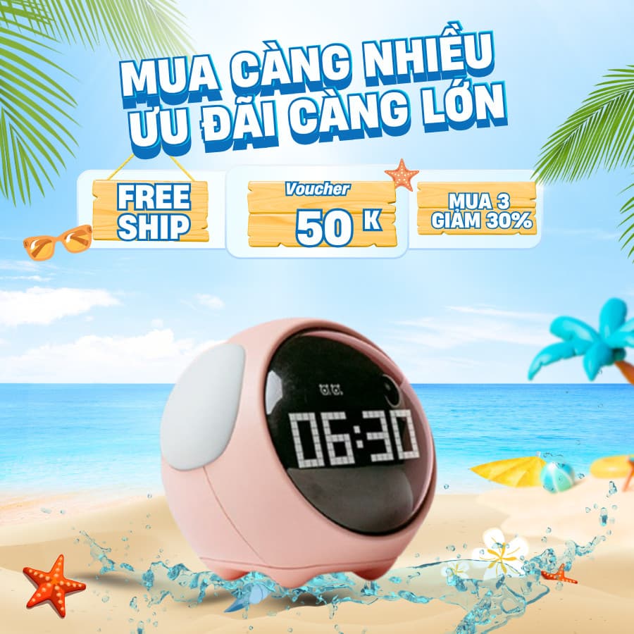 ĐỒNG HỒ BÁO THỨC, ĐỒNG HỒ ĐỂ BÀN XIAOMI EMOJI KIÊM ĐÈN NGỦ CẢM BIẾN ÂM THANH HIỂN THỊ CẢM XÚC EMOJI