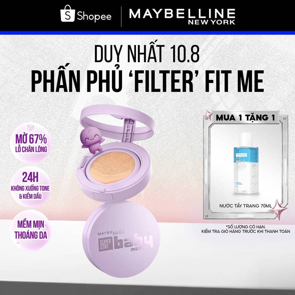Phấn nước Superstay 24H Baby Matte Cushion Maybelline New York [MỚI]