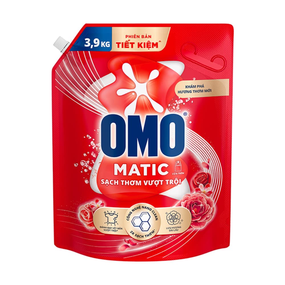 Nước giặt OMO Matic cửa trên sạch thơm vượt trội túi 3.9kg - 95634