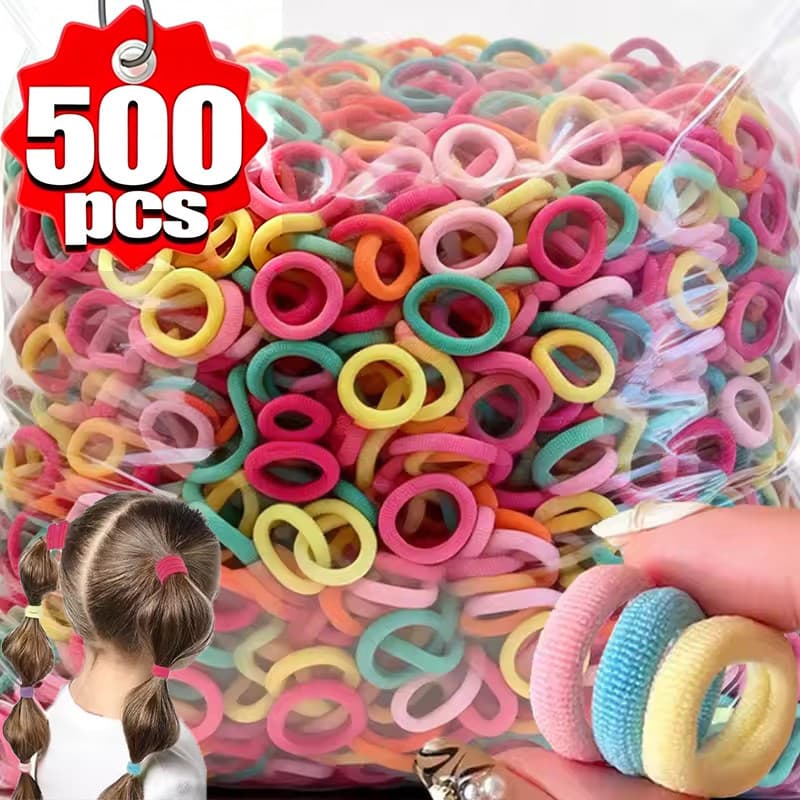 100 / 300 / 500 Chiếc Dây Buộc Tóc Nylon Co Giãn Cao Nhiều Màu - Dây Buộc Tóc Đuôi Ngựa Cho Nữ, Bé Gái