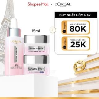 Bộ Serum Glycolic Melasyl 8% [Melasyl+Glycolic+Niacinamide] 30ml & Kem dưỡng ngày đêm mờ thâm nám L'Oreal Paris Glycolic