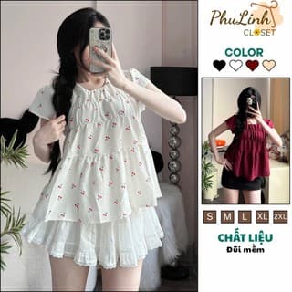 Áo Babydoll Nữ 3 Tầng Tay Cánh Tiên Xinh Xắn Chất Đũi Hàn Mềm Mát PhuLinhCloset MS245