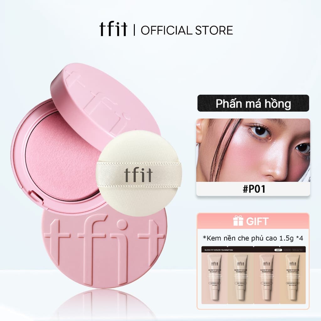 [TFIT Official] Phấn Má Hồng Lì Mịn – Che Nhẹ Lỗ Chân Lông, Lên Màu Đều Fluffy Velvet Cushion Blush 4g