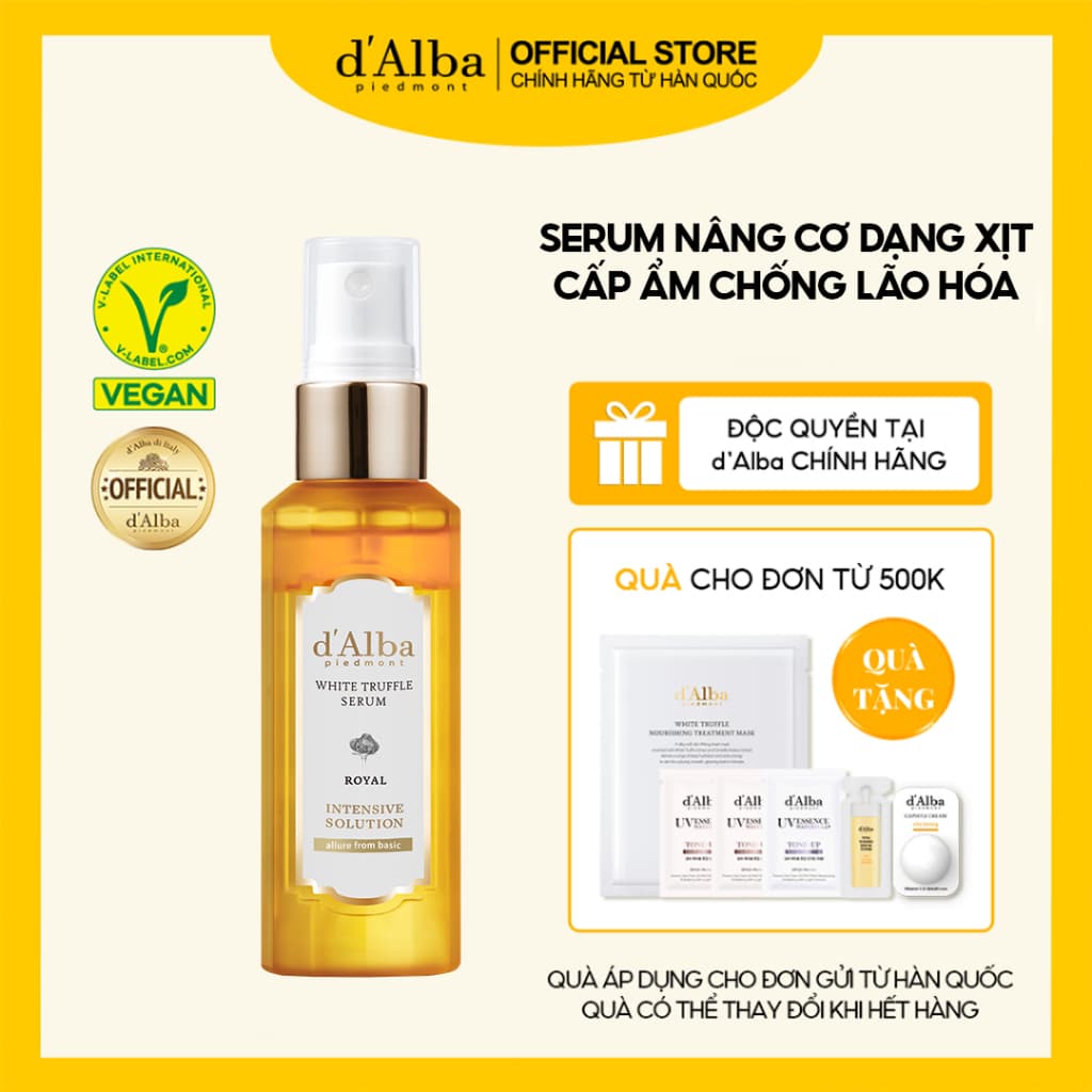 [d'Alba Official] Serum nâng cơ dạng xịt tăng độ đàn hồi da cấp ẩm chống lão hóa d’Alba White Truffle Serum Royal Intensive Solution 60ml