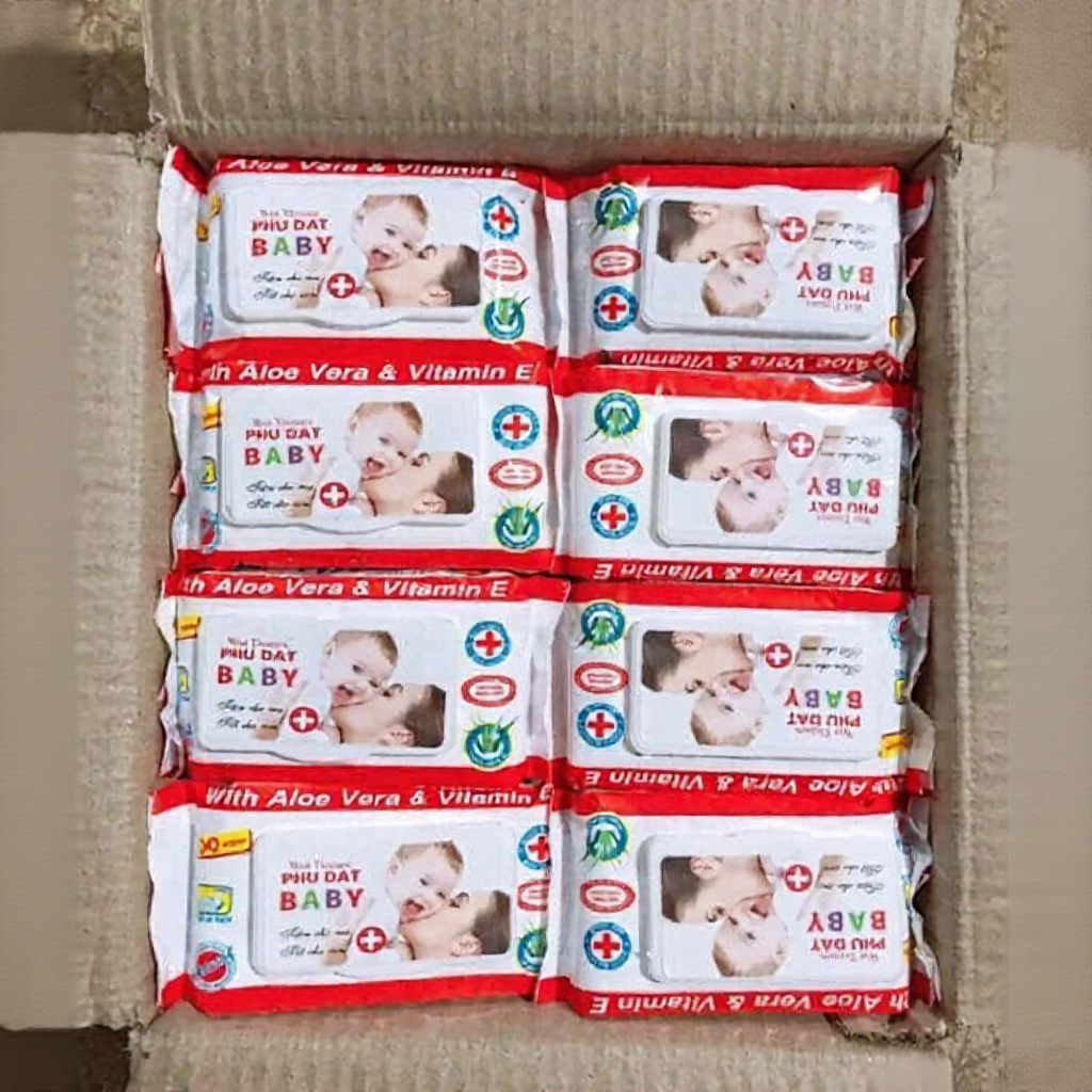 COMBO 5 BỊCH KHĂN GIẤY ƯỚT PHÚ ĐẠT BABY GÓI/100TỜ