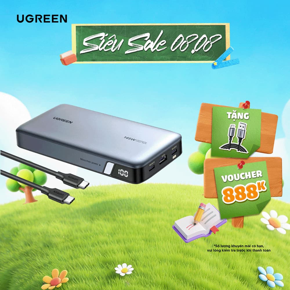Pin sạc dự phòng Ugreen 10000mAh - 25000mAh | Sạc nhanh 100W - 200W | Chính hãng - Bảo hành 18 tháng 1 đổi 1