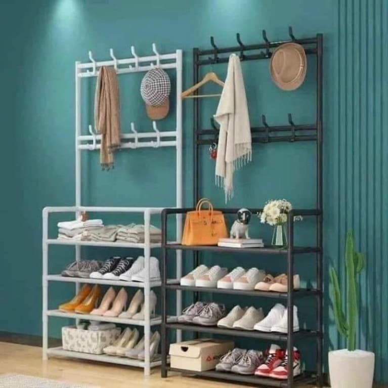 Kệ để giày dép, treo quần áo mũ nón, kệ giày chữ L 4 tầng tiện lợi giadung_haiphat