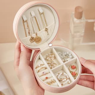 Hộp đựng trang sức Mini đi du lịch chống thấm chống bụi nhiều ngăn hình vuông phụ kiện trang sức bọc da cao cấp