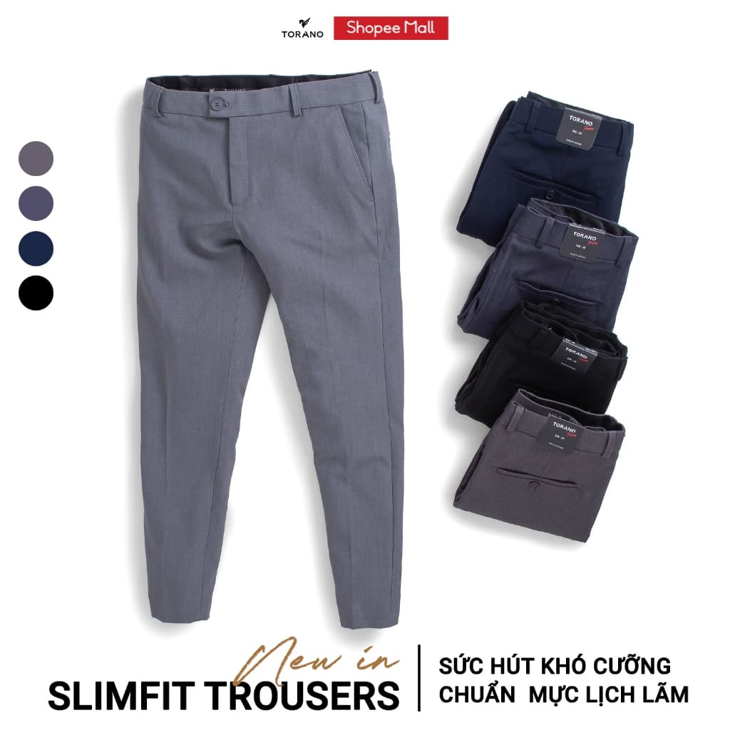 Quần âu nam SLIMFIT TROUSERS TORANO slim-fit cạp trơn chuẩn phom DABT900