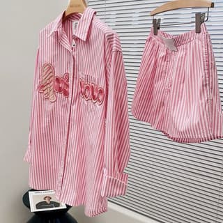 Set Sơ Mi Kẻ Hồng Bigsize Set Sơ Mi Dành Cho Người Béo