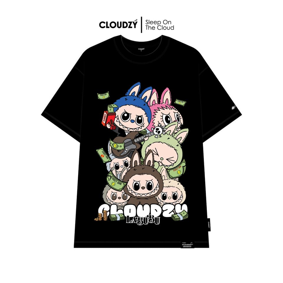 [1-S] Áo thun nữ nam labubu local brand CLOUDZY unisex tay lỡ phông form rộng cổ tròn đen oversiz MONEY. Thun LaBuBu...