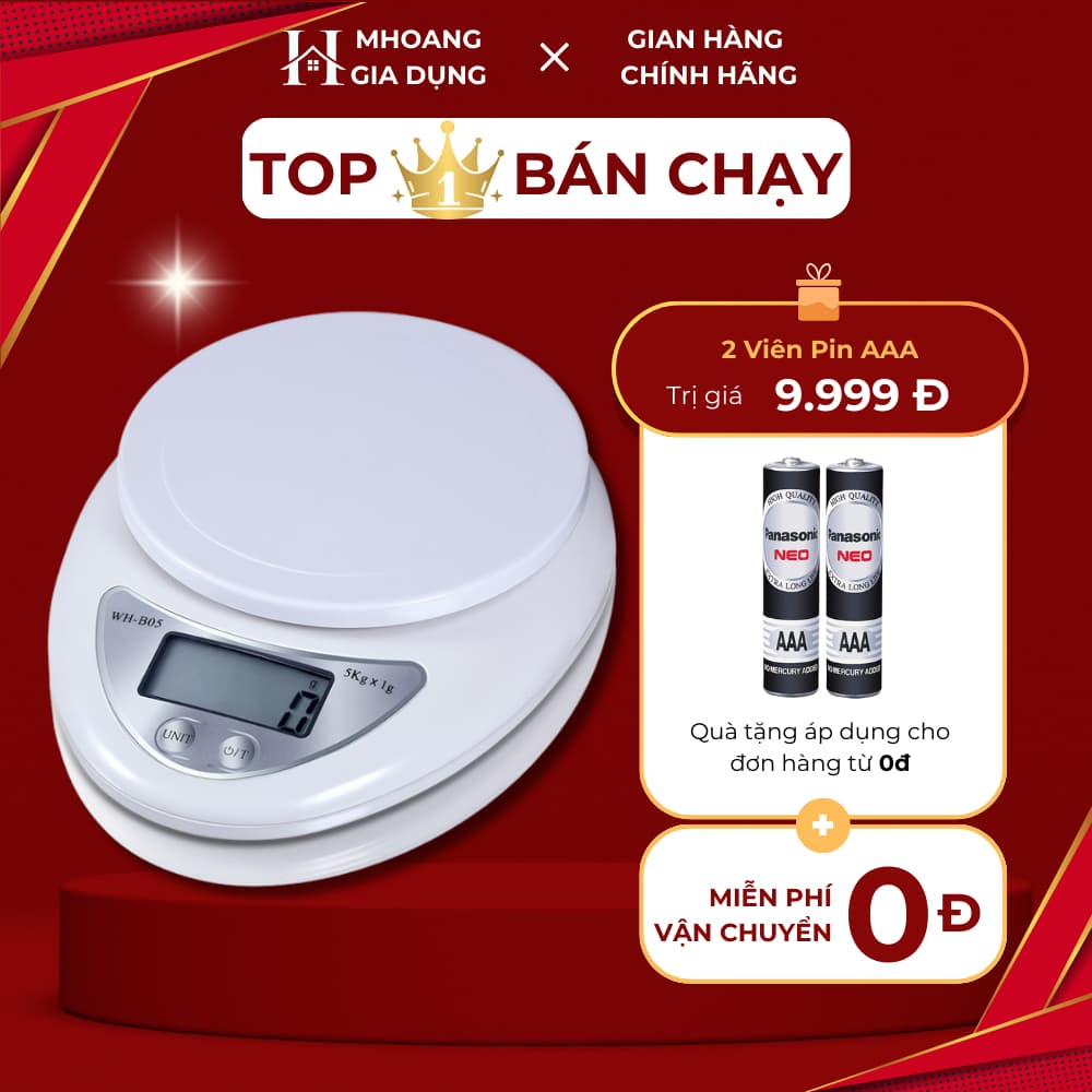 [BH 1 NĂM] Cân Điện Tử Nhà Bếp B05 5-10kg, Cân Tiểu Ly Điện Tử Siêu Chính Xác Tích Hợp Trừ Bì [Tặng 2 Pin AAA]