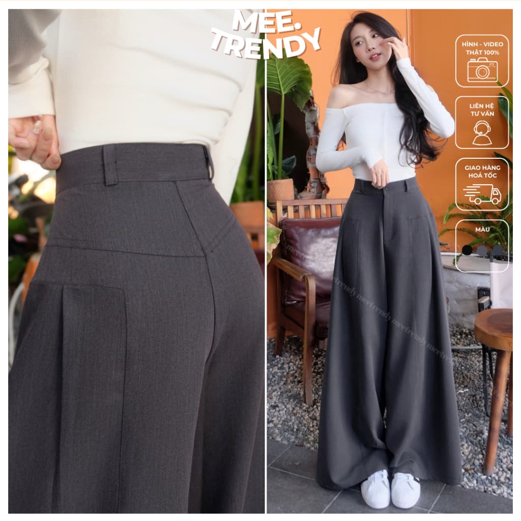 Quần xếp ly đánh hông ống váy (37-38cm) siêu tôn dáng Meetrendy [Q0011]