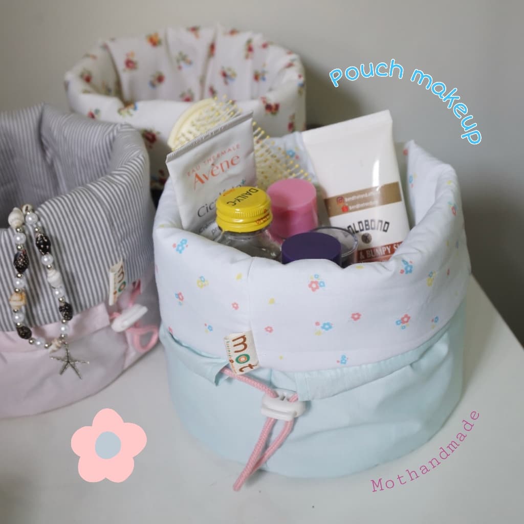 Túi thúng MAKE Up Dây rút, chần bông_ Mọt handmade