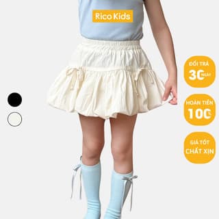 Chân váy bí ngô phồng trẻ em từ 12-37kg, váy bí bé gái thắt nơ bồng xoè chính hãng Ambb Kids_Rico Kids mã 24U024