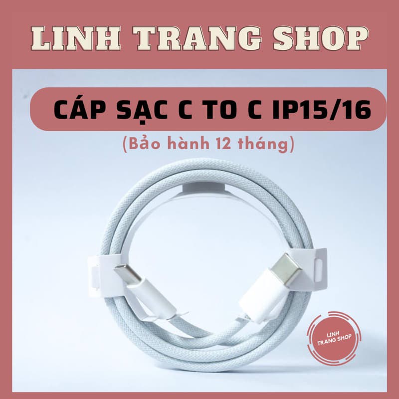 (BỌC DÙ Máy15) Cáp Sạc Nhanh PD35W BỌC DÙ Chân Cắm Type C (C To C) Dành Cho Máy15 , Bảo Hành 12 Tháng