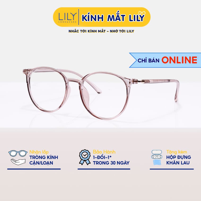 Gọng kính tròn nam nữ LILYEYEWEAR chất liệu nhựa dẻo cao cấp chắc chắn màu sắc và kiểu dáng thời trang hiện đại 52313