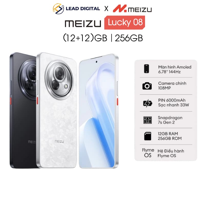 Điện Thoại Meizu Lucky 08 Màn Hình LTPO Amoled 6.78" 144Hz Snapdragon 7s Gen 2 6000mAh
