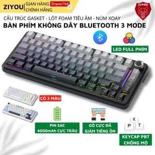 Bàn Phím Cơ Không Dây Ziyou FreeWolf F75 Ultra - Led RGB Mạch Xuôi, Keycap PBT Núm Xoay, App Gaming
