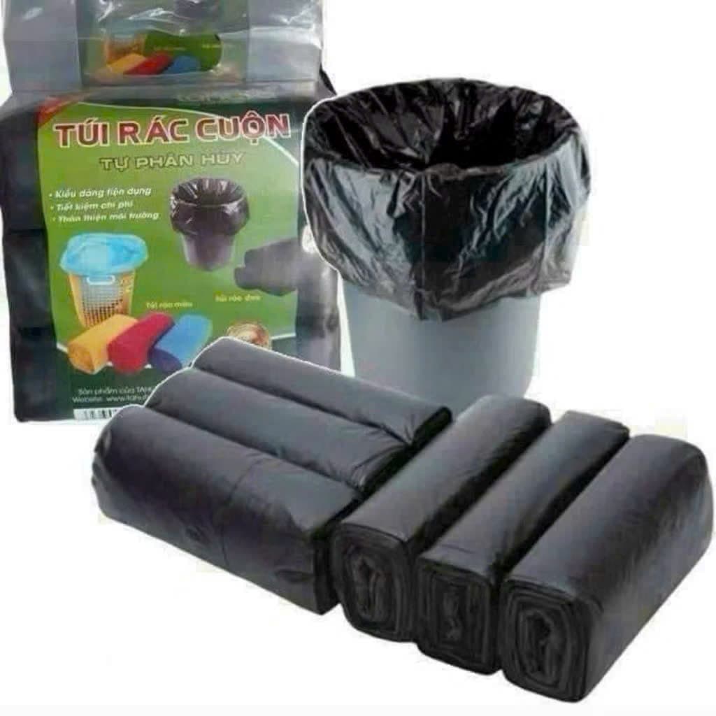 12 Cuộn (4 bịch) Túi Đựng Rác Đen Kích Thước Lớn 65x55cm Tự Phân Hủy, Thân Thiện Với Môi Trường