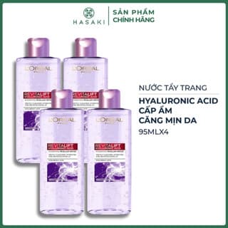 [DAILY] [Mini] Combo 4 Nước Tẩy Trang L'Oreal Căng Mịn Da 95ml Revitalift Hyaluronic Acid Micellar Water Hasaki
