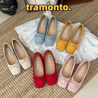 Giày ba lê kiểu Pháp dành cho nữ, họa tiết nơ, có năm màu, đế mềm, đơn giản và thoải mái.