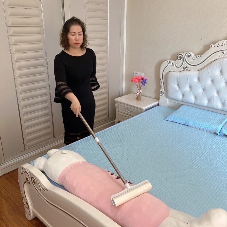 Cây lăn bụi cán dài Inox thu gọn 24cm*Dài 93cm làm sạch quần áo lăn giường ghế safa màn rèm】