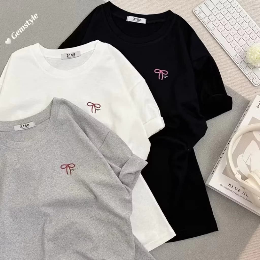 [Peinn] Áo phông logo NƠ ĐỎ chữ nhỏ siêu đẹp Haiphuc TH6