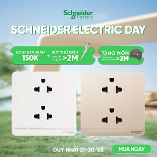 Bộ ổ cắm đôi 3 chấu vuông 16A dòng AvatarON - Schneider Electric - E83426UES2_WE_G19 E83426UES2_WG_G19