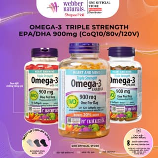 Dầu cá Triple Strength Omega-3  EPA/DHA 900mg with COQ10 Webber naturals 80/120v dùng cho nam và nữ