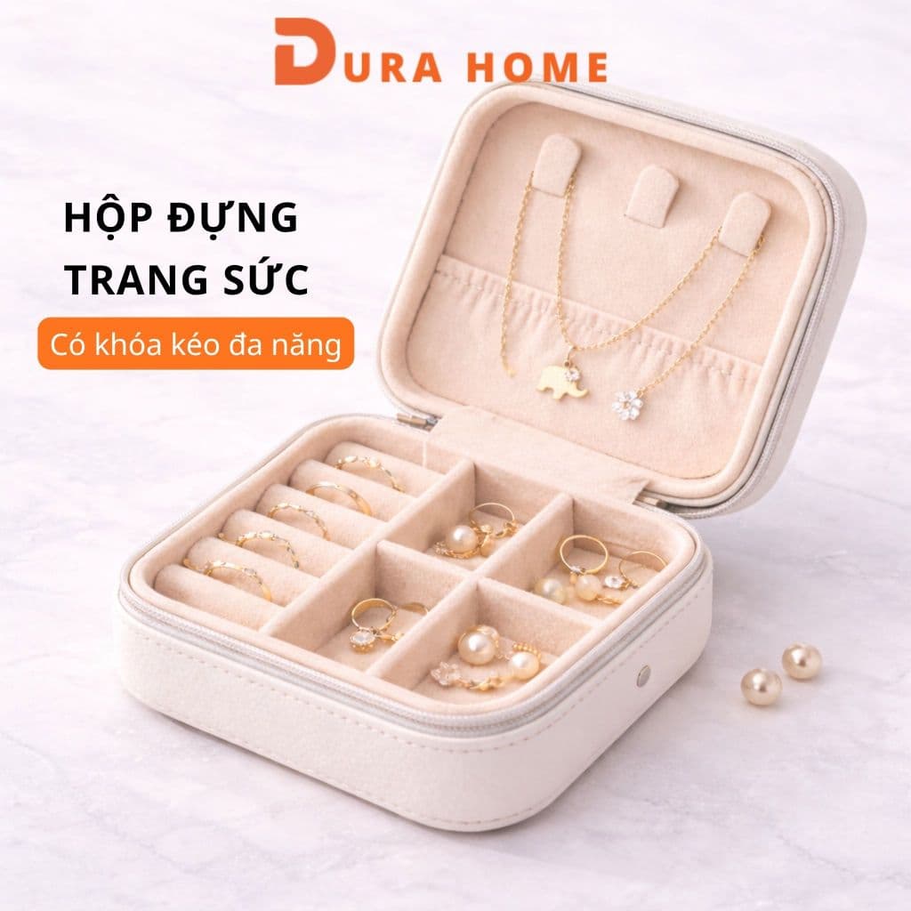 Hộp Đựng Trang Sức Mini Có Khóa Kéo, Hộp Đựng Nhẫn, Bông Tai, Dây Chuyền Nhỏ Gọn Tiện Lợi Mang Đi Du Lịch DURAHOME