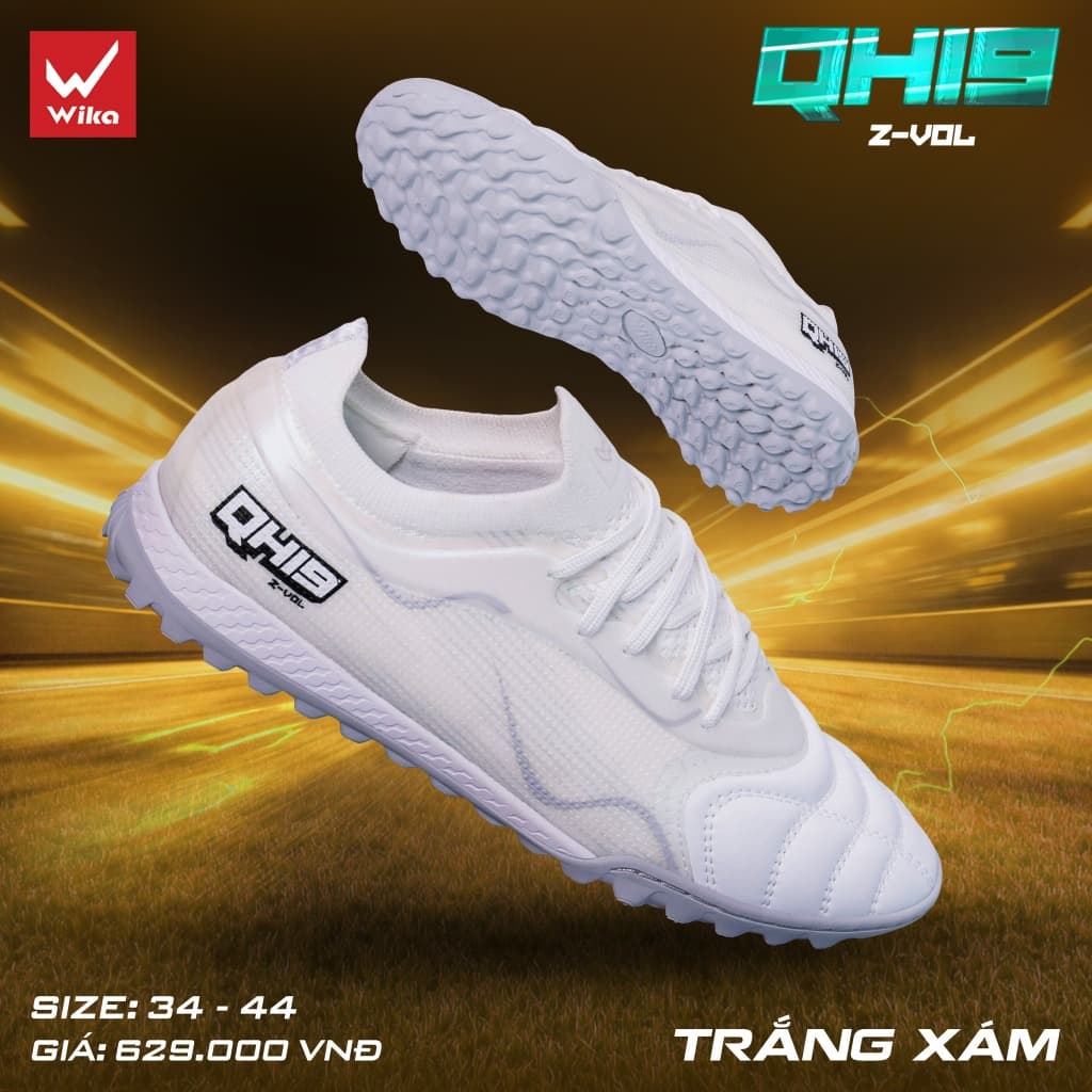 Giày Đá Bóng Wika QH19 Z-VOL, Giày Wika Quang Hải Chất Liệu Microfiber Kết Hợp TPU Đệm Lót EVA