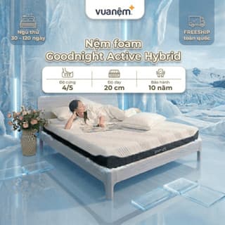 (Tặng đôi gối) Nệm Cao Su Foam Goodnight Active Hybrid 20cm, đệm foam làm mát, đệm hè, ruột đệm cao su