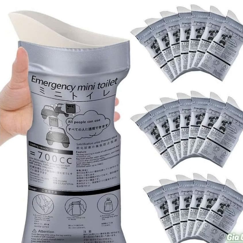 Set 10 Túi Tiểu Khẩn Cấp 700ml Mini Toilet Dùng 1 Lần – Du Lịch, Ô Tô, Phụ Nữ, Trẻ Em, Người Già