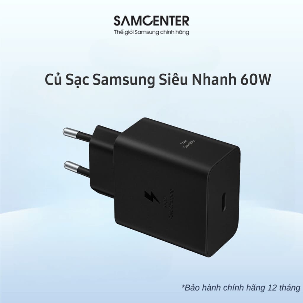 Củ sạc Đen 60W Samsung Không Kèm Cáp sạc siêu nhanh - Hàng chính hãng