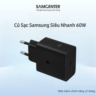 Củ sạc Đen 60W Samsung Không Kèm Cáp sạc siêu nhanh - Hàng chính hãng