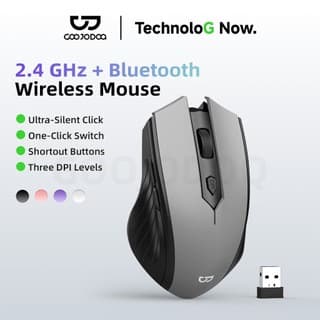Chuột Không Dây GOOJODOQ 2 Chế Độ (2.4G+Bluetooth), Nút Êm, 3 DPI, Pin 500mAh Sạc Type-C