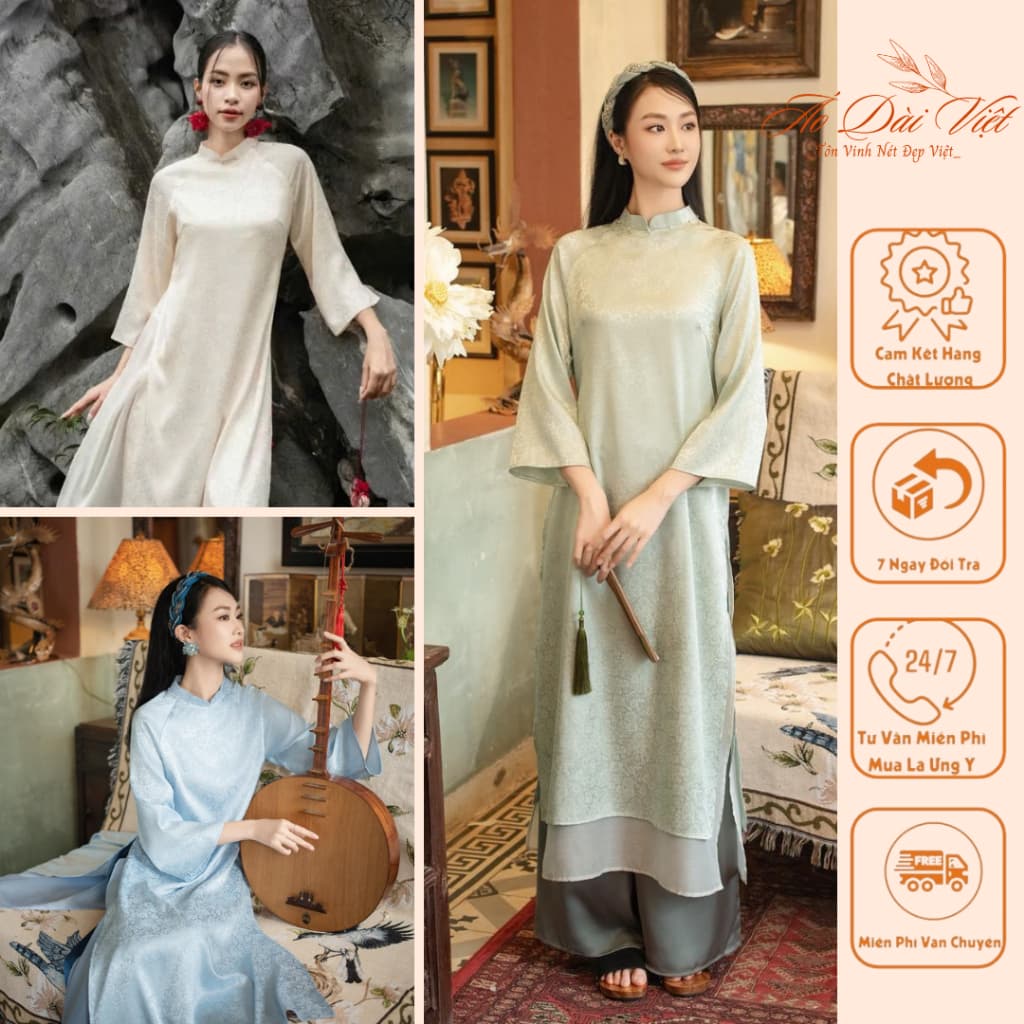 Áo dài cách tân TÚC MỸ dáng suông 4 tà chất lụa gấm mềm mại  phù hợp cho nàng diện trong nhiều dịp