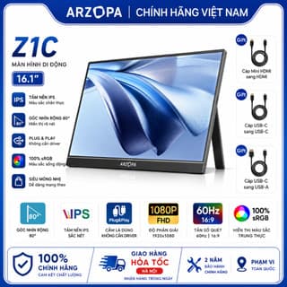 Màn Hình Di Động ARZOPA Z1C 16.1" IPS FHD | 100% sRGB | HDR | USB-C HDMI | Chính Hãng