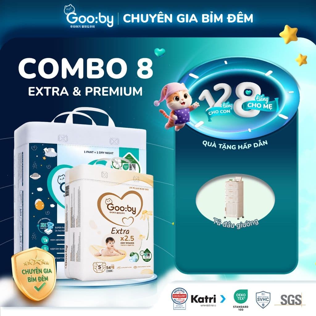 [Deal giảm quà mix] Comb 8 bịch Gooby quần/dán (ngày/đêm) ngày mềm mỏng, thấm hút tốt