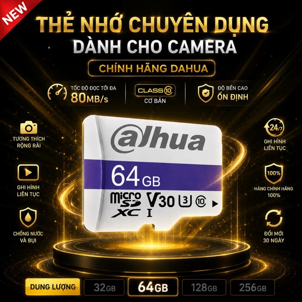 Thẻ Nhớ Chuyên Dụng Cho Camera Giám Sát  DAHUA, MicroSD, KABEVISION, IMOU 32GB - 64GBTốc Độ Cao- Bảo Hành 24TH