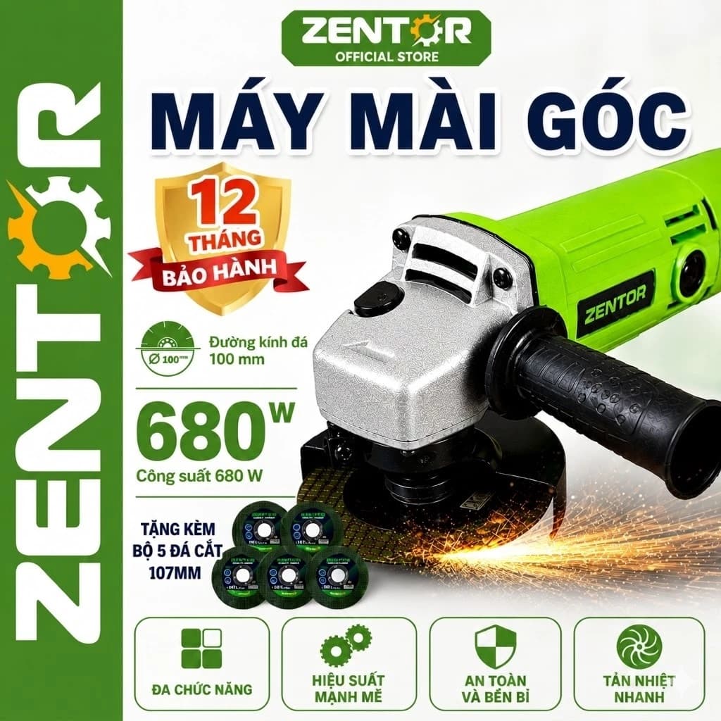 Máy Mài Góc 680W Deli Chính Hãng, Máy Cắt Cầm Tay Động Cơ Lõi Đồng 12000 Vòng/Phút