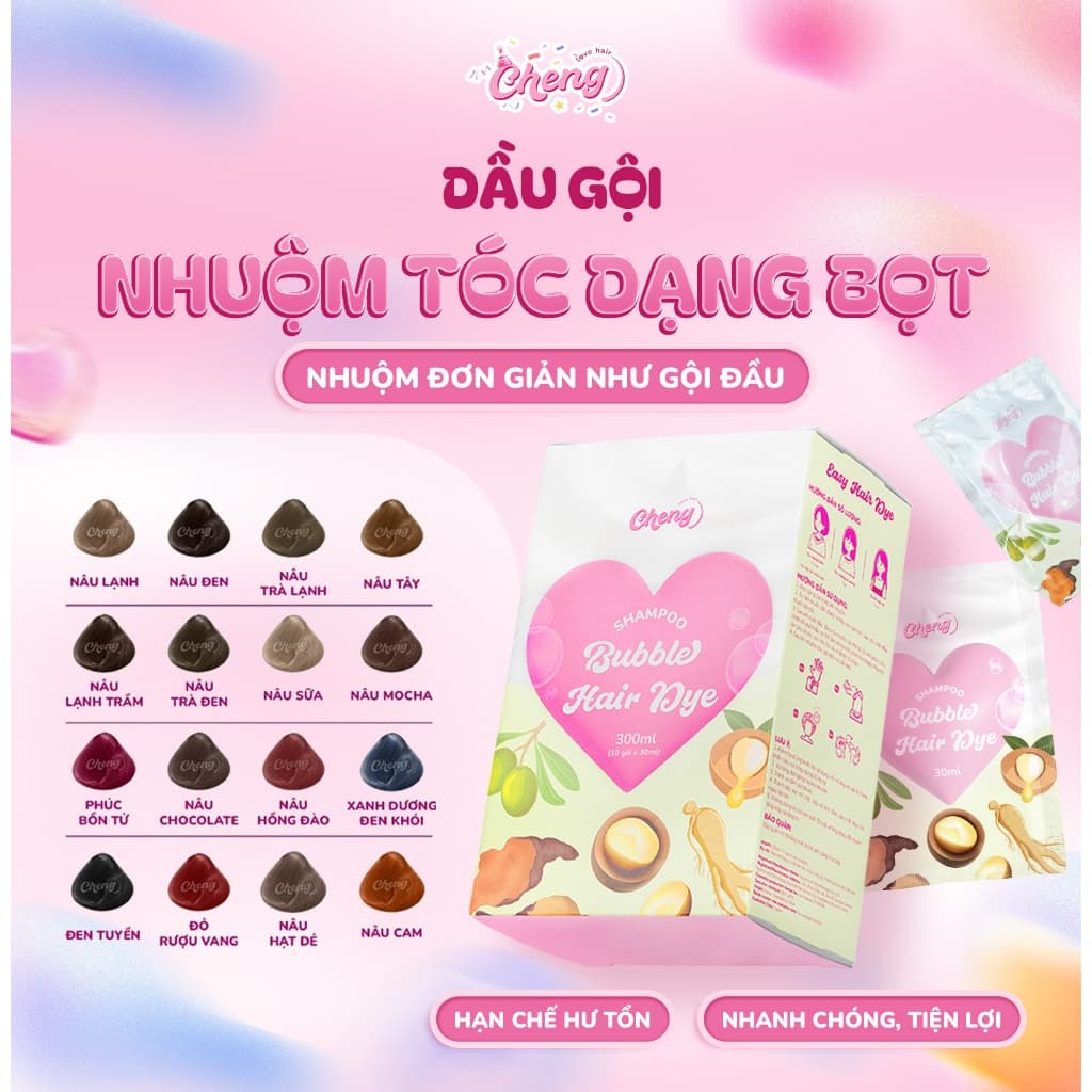 Dầu gội nhuộm tóc tạo bọt, Thuốc nhuộm tóc dạng bọt chiết xuất thiên nhiên | Chenglovehair, Chenglovehairs