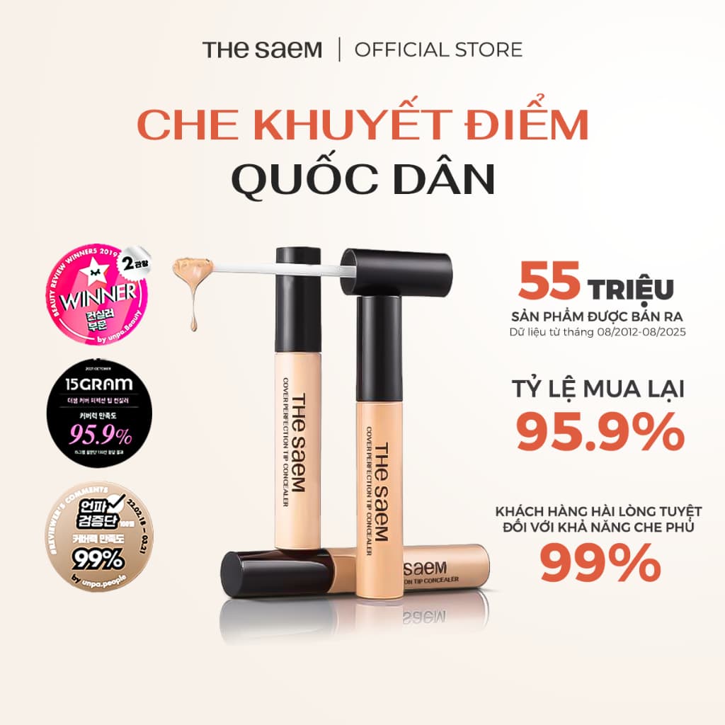 [THE SAEM] Che khuyết điểm chống nắng che phủ cao THE SAEM Cover Perfection Tip Concealer