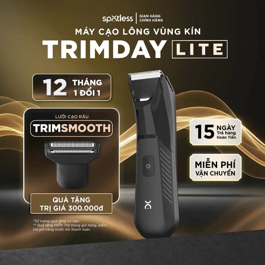 [12 THÁNG 1 ĐỔI 1] Máy cạo lông vùng kín nam Spotless TRIMDAY LITE máy cạo râu chống cắt, chống nước toàn thân