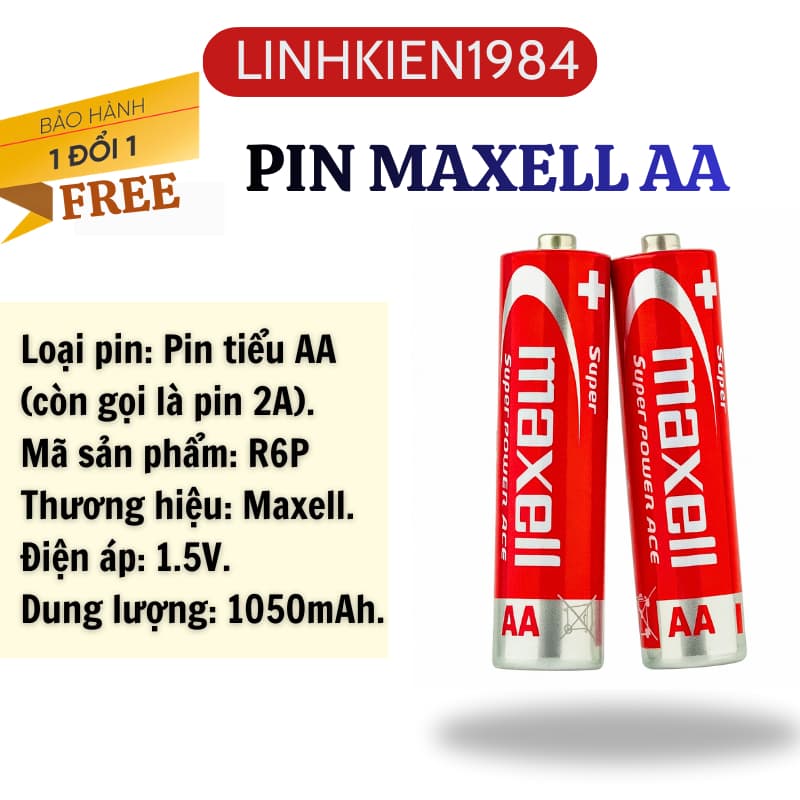 Pin Maxell 2A sử dụng cho micro hát karaoke, đồng hồ treo tường, remote, chuột máy tính...