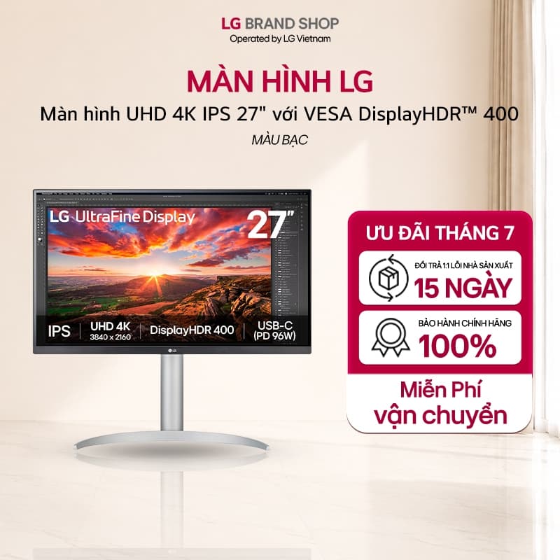 [Chỉ giao miền Bắc/Trung] 27UP850K-W.ATV- Màn hình gaming UHD 4K IPS 27" với VESA DisplayHDR™ 400